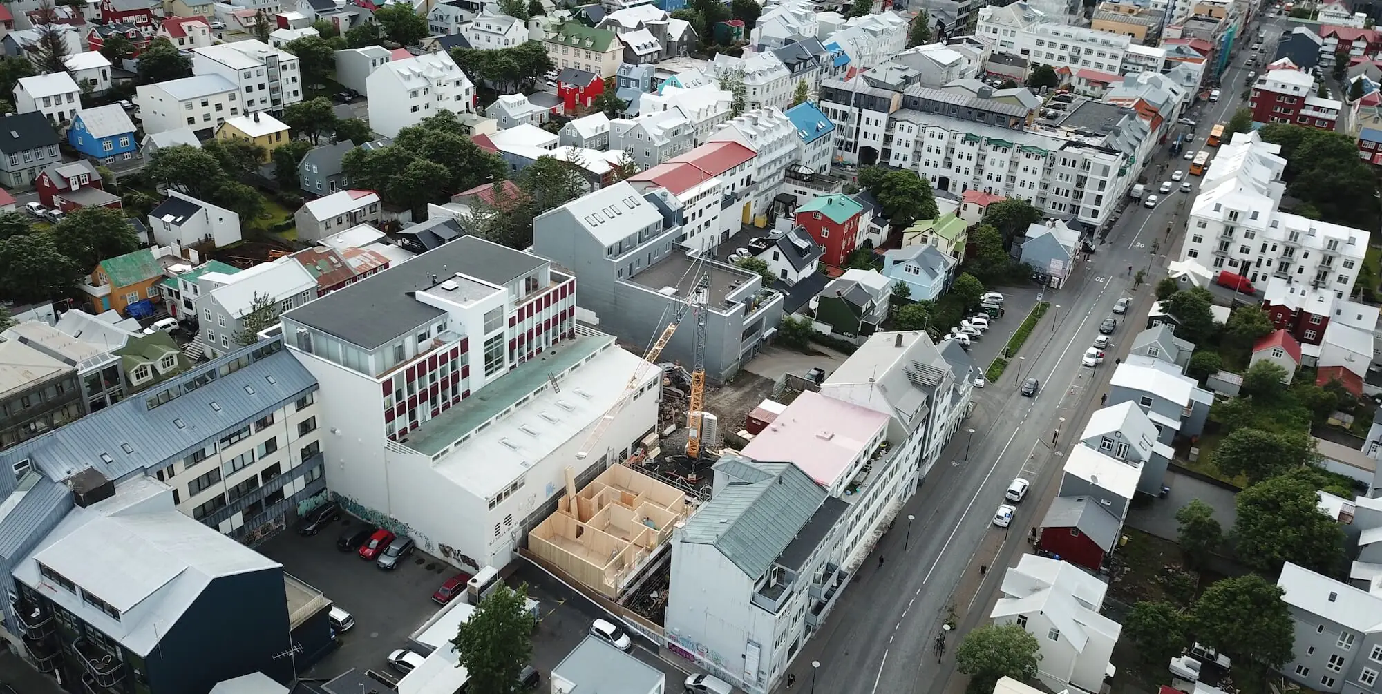 Byggingarstaður í Reykjavík úr lofti